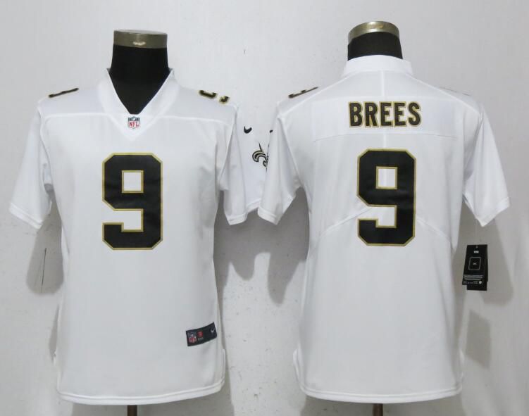 Women New Orleans Saints 9 Brees White Vapor Untouchable Player Nike Limited NFL Jerseys